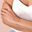 Beaded Pearl Heart Charm Bracelet in Gold on Model