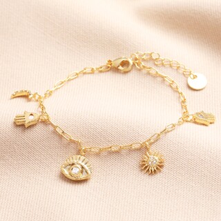 Hamsa Hand Charm Bracelet in Gold