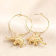 Lisa Angel Ladies' Gold Stegosaurus Dinosaur Charm Hoop Earrings