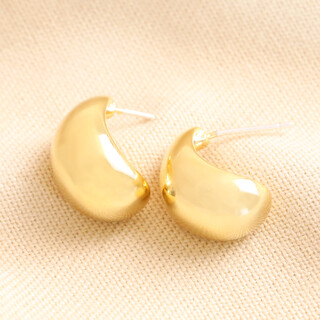 Chunky Teardrop Half Hoop Earrings in Gold