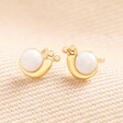 Opal Snail Stud Earrings in Gold on Beige Fabric