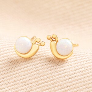 Opal Snail Stud Earrings in Gold