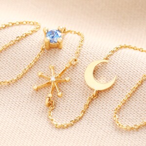 Blue Crystal Celestial Necklace in Gold