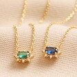 Green Crystal Pendant Necklace in Gold with Blue Style Also Available