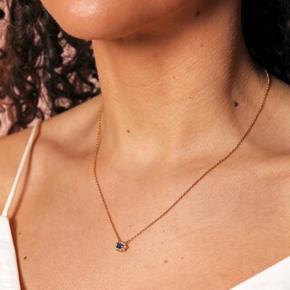 Blue Crystal Pendant Necklace in Gold