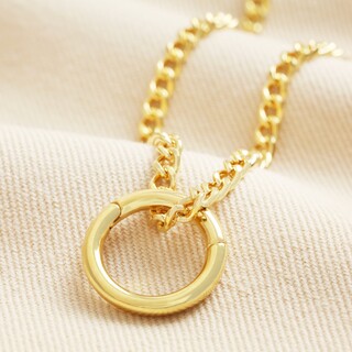 Large Halo Clasp Pendant Necklace in Gold
