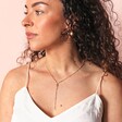 Shell Moon and Star Lariat Necklace in Gold on Model