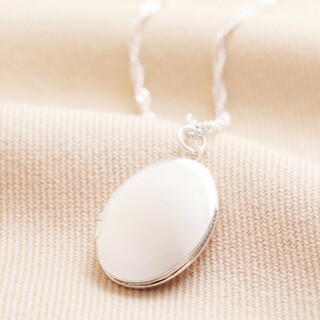 Oval Locket Necklace in Silver