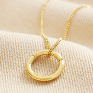Small Halo Clasp Pendant Necklace in Gold