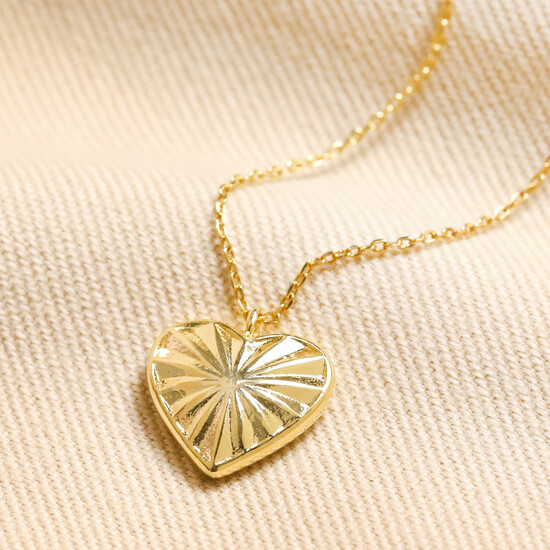 Sunbeam Heart Pendant Necklace in Gold
