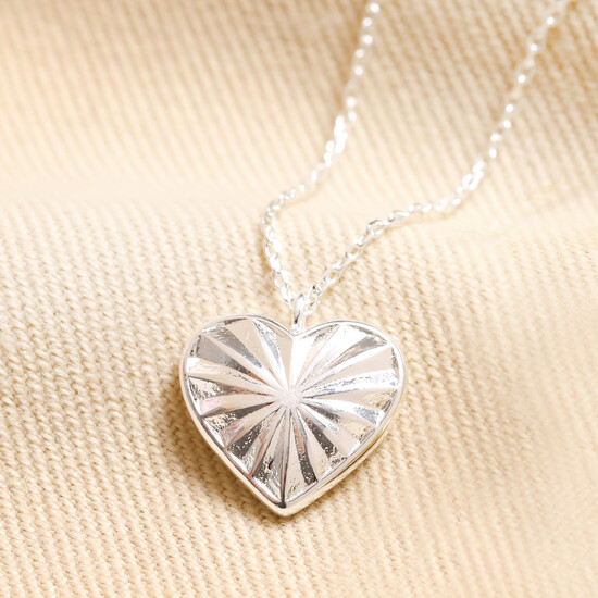 Sunbeam Heart Pendant Necklace in Silver