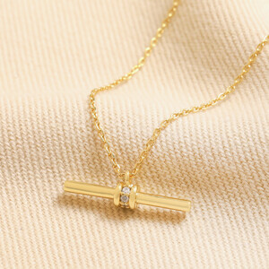 T bar necklace with pave middle