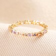 Pastel Baguette Crystal Ring in Gold on Beige Fabric