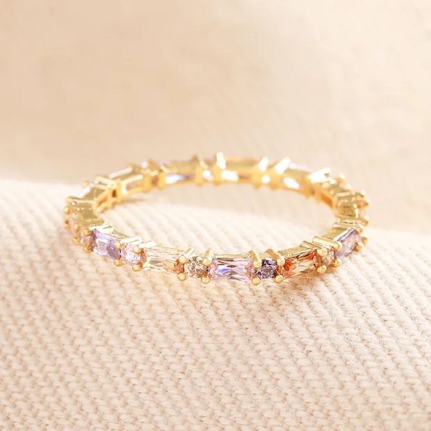 Pastel Baguette Crystal Ring in Gold Pastel Baguette Crystal Ring in Gold