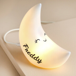 Personalised Smiling Crescent Moon LED Night Light