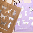 Lilac Dog Print Tote Bag With Brown Cat Version Also Available