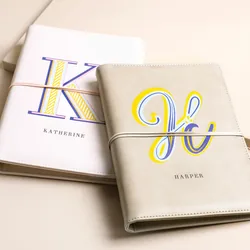 Personalised Bold Initial Vegan Leather Refillable Notebook