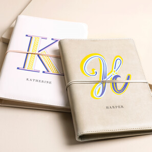 Personalised Bold Initial Vegan Leather Refillable Notebook