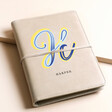 Personalised Bold Initial Vegan Leather Refillable Notebook in grey with H personalisation