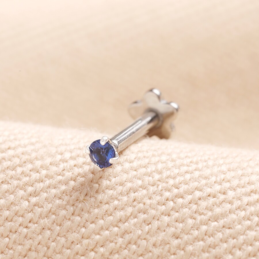 Solid White Gold Blue Crystal Helix Earring | Tish Lyon | Lisa Angel