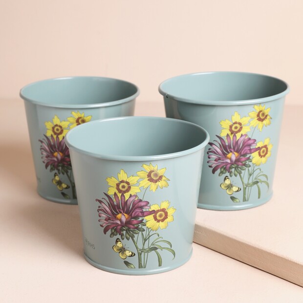 Burgon & Ball Set of 3 Floral Herb Pots Burgon & Ball Set of 3 Floral Herb Pots