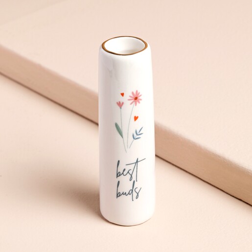 Tiny Best Buds Ceramic Bud Vase on Pink Surface