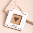 Our Family Mini Ceramic Photo Frame on Pink Surface