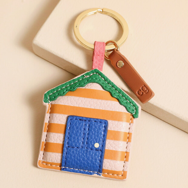 Caroline Gardner Vegan Leather Beach Hut Keyring 