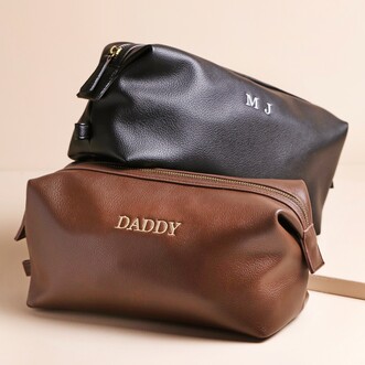 Personalised Men's Vegan Leather Wash Bag