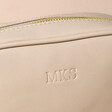 Close Up of Personalisation on Beige Personalised Rectangular Crossbody Bag