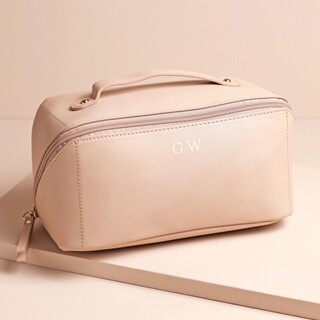 Personalised Pink Open Flat Rectangular Makeup Bag