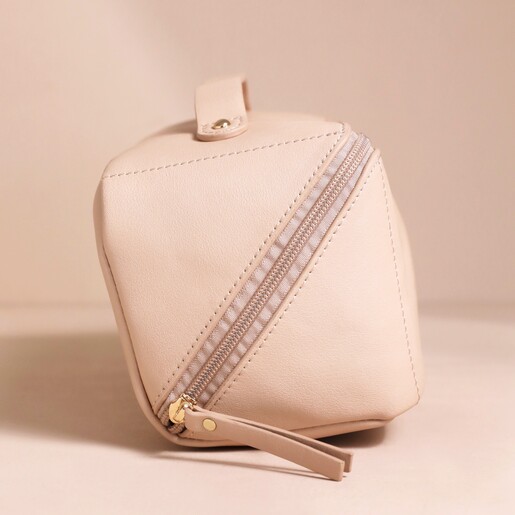 Side of Personalised Rectangular Makeup Bag in Pink