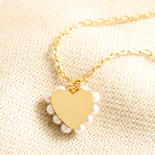 Estella Bartlett Pearl Heart Necklace in Gold