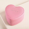 Estella Bartlett Mini Heart Shape Jewellery Box in Pink on Beige Surface