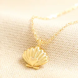 Estella Bartlett Scallop and Heart Pendant Necklace in Gold