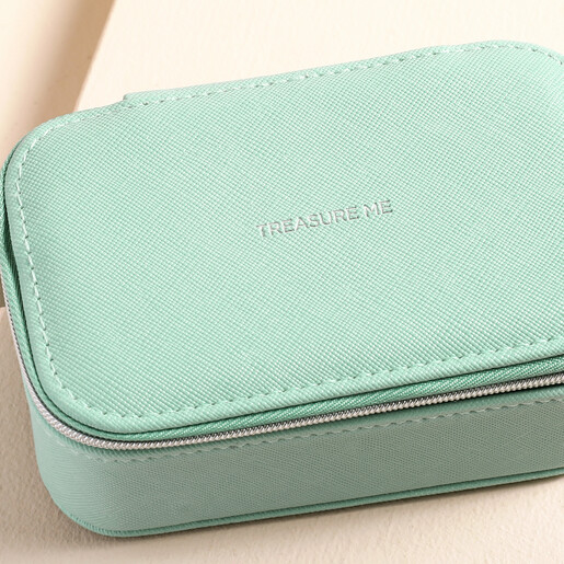 Close up of quote on Estella Bartlett Mini Jewellery Box in Mint Green