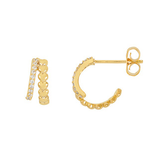 Estella Bartlett Heart Double Illusion Hoop Earrings in Gold