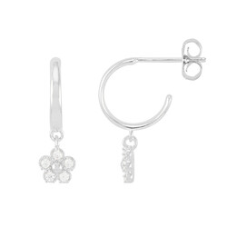 Estella Bartlett Flower Hoop Earrings in Silver