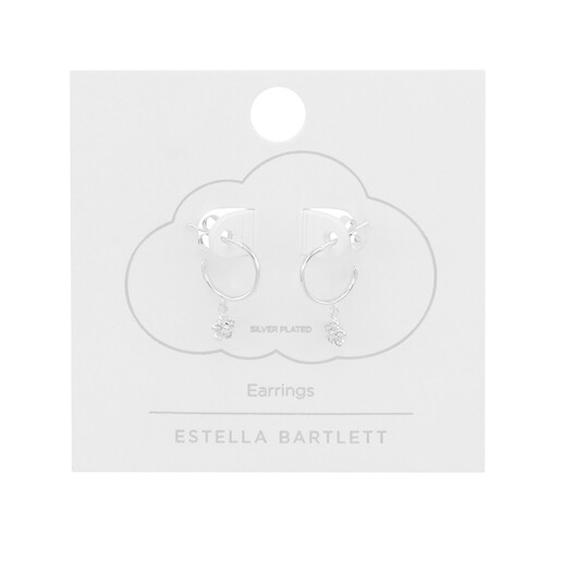dainty silver hoops with floral charm in silver