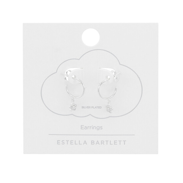 Estella Bartlett Flower Hoop Earrings in Silver