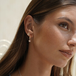 Estella Bartlett Flower Hoop Earrings in Silver