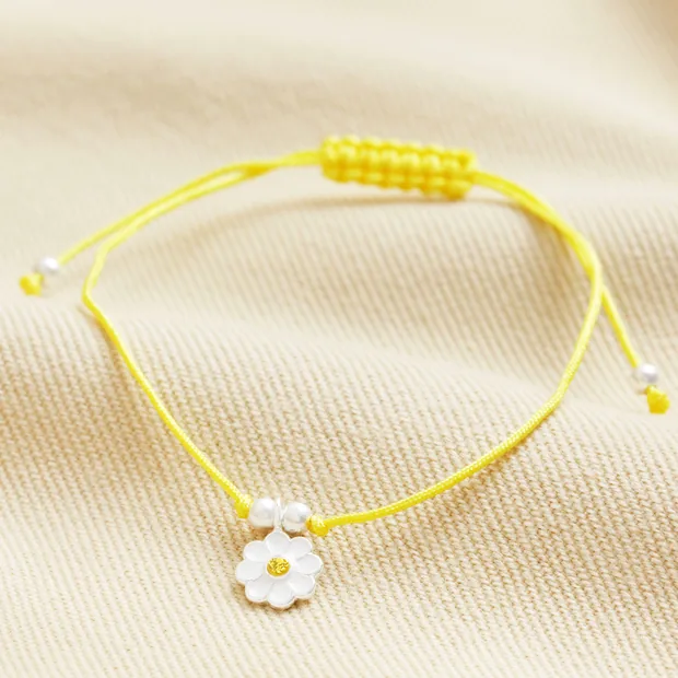 Sterling Silver Yellow Daisy Cord Bracelet Sterling Silver Yellow Daisy Cord Bracelet