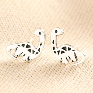 Sterling Silver Diplodocus Dinosaur Stud Earrings