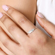 Sterling Silver Feather Ring on Model's Hand