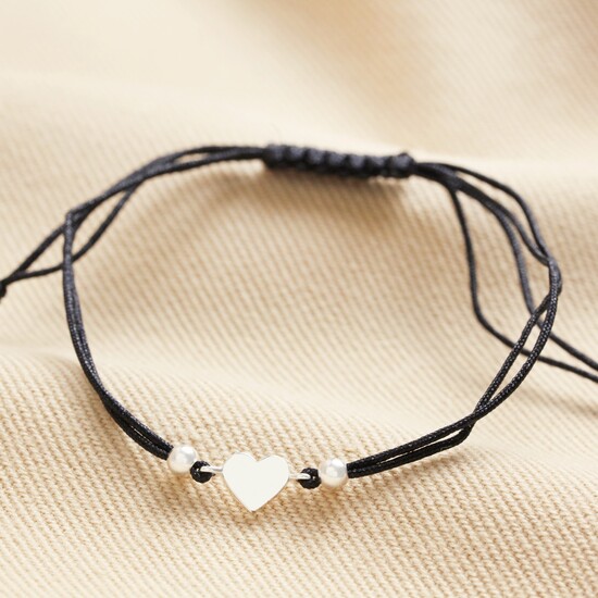 Sterling Silver Heart Cord Bracelet