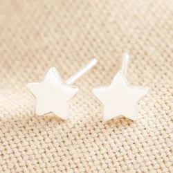 Sterling Silver Puffed Star Stud Earrings