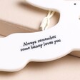 Close up of quote on East of India Always Remember Bunny Hanging Decoration