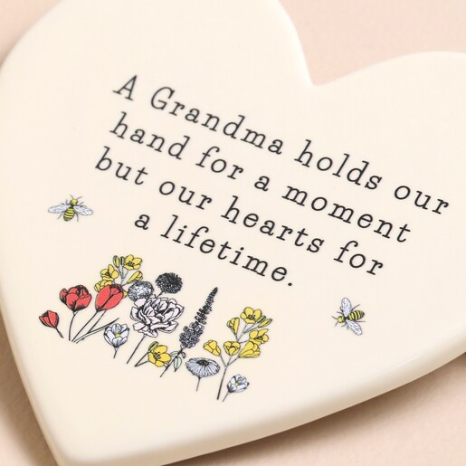 Grandmother Cream Ceramic Heart Coaster Lisa Angel