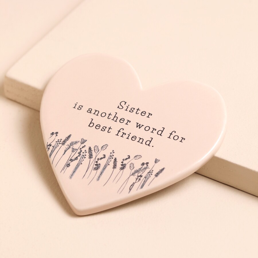 Sister Ceramic Heart Coaster