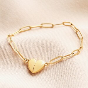 Gold Stainless Steel Magnetic Heart Charm Bracelet
